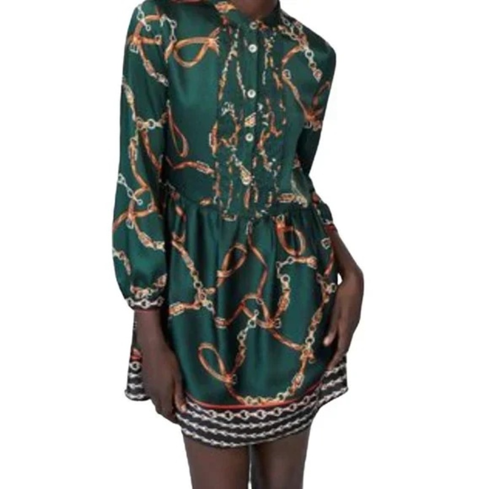 Zara Green Equestrian Mini Dress